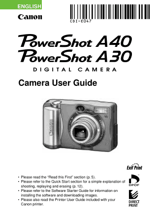 Free Download PDF Books, CANON Camera PowerShot A40 A30 User Guide