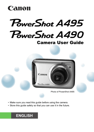 Free Download PDF Books, CANON Camera PowerShot A495 and A490 User Guide