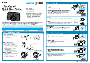 Free Download PDF Books, CANON Camera PowerShot G5 Quick Start Guide