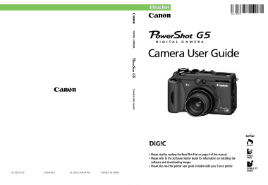 Free Download PDF Books, CANON Camera PowerShot G5 User Guide