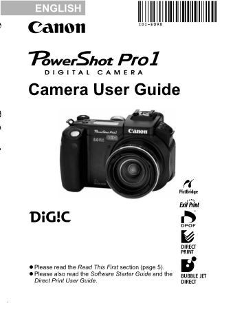 Free Download PDF Books, CANON Camera PowerShot PRO1 User Guide