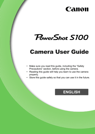 Free Download PDF Books, CANON Camera PowerShot S100 User Guide