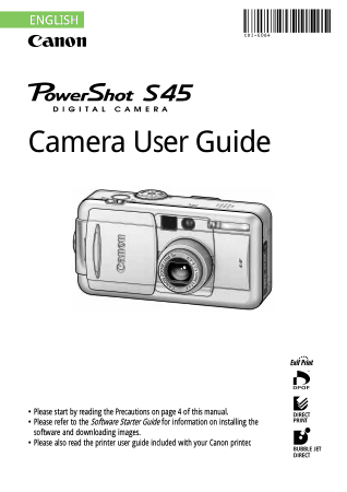 Free Download PDF Books, CANON Camera PowerShot S45 User Guide