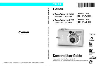 Free Download PDF Books, CANON Camera PowerShot S500 S410 IXUS User Guide