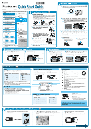 Free Download PDF Books, CANON Camera PowerShot S60 Quick Start Guide
