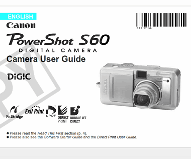 Free Download PDF Books, CANON Camera PowerShot S60 User Guide