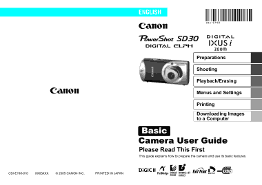 Free Download PDF Books, CANON Camera PowerShot SD30 Basic User Guide