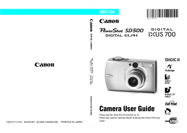 Free Download PDF Books, CANON Camera PowerShot SD500 IXUS700 User Guide