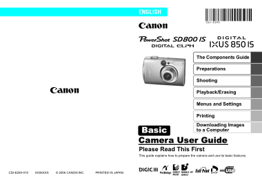 Free Download PDF Books, CANON Camera PowerShot SD800 IS IXUS850IS Basic User Guide