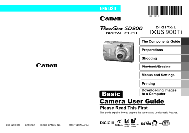 Free Download PDF Books, CANON Camera PowerShot SD900 IXUS900TI Basic User Guide
