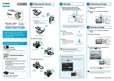 Free Download PDF Books, CANON Camera SD10 Quick Start Guide
