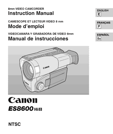 Free Download PDF Books, CANON HD Camcorder ES8600 NTSC Instruction Manual