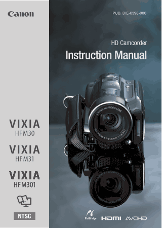 Free Download PDF Books, CANON HD Camcorder HFM30 HFM31 HFM301 Instruction Manual