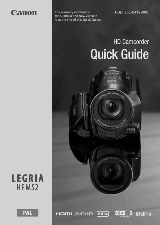 Free Download PDF Books, CANON HD Camcorder HFM52 Quick Start Guide
