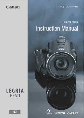 Free Download PDF Books, CANON HD Camcorder HFS11 Instruction Manual