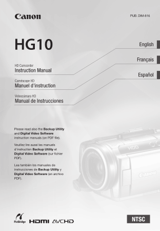Free Download PDF Books, CANON HD Camcorder HG10 Instruction Manual