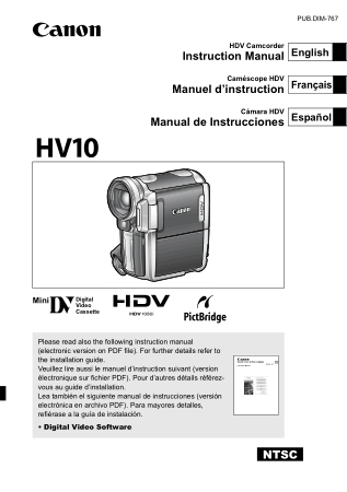 Free Download PDF Books, CANON HD Camcorder HV10 Instruction Manual