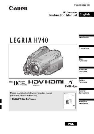 Free Download PDF Books, CANON HD Camcorder HV40 Instruction Manual