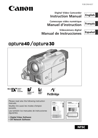 Free Download PDF Books, CANON HD Camcorder OPTURA 40 OPTURA30 Instruction Manual