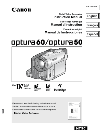 Free Download PDF Books, CANON HD Camcorder OPTURA 60 OPTURA50 Instruction Manual