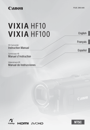 Free Download PDF Books, CANON HD Camcorder VIXIA HF10 HF100 Instruction Manual