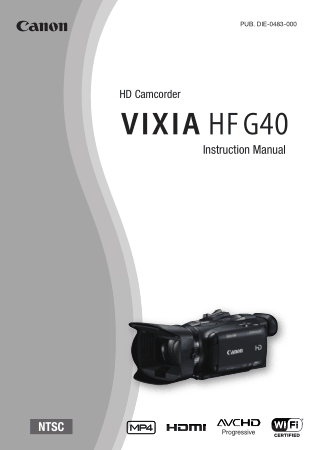 Free Download PDF Books, CANON HD Camcorder VIXIA HFG40 Instruction Manual