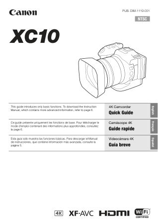 Free Download PDF Books, CANON HD Camcorder XC10 Quick Start Guide