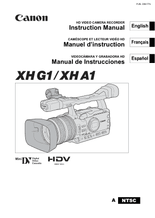 Free Download PDF Books, CANON HD Camcorder XHG1 XHA1 Instruction Manual