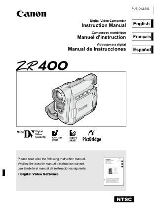 Free Download PDF Books, CANON HD Camcorder ZR400 Instruction Manual