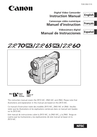 Free Download PDF Books, CANON HD Camcorder ZR70 ZR65 Instruction Manual