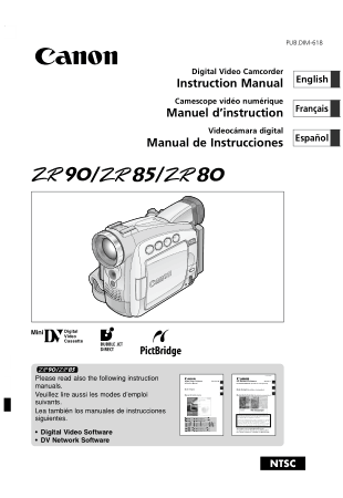 Free Download PDF Books, CANON HD Camcorder ZR90 Instruction Manual