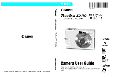 Free Download PDF Books, Digital Camera CANON PowerShot SD110 IXUSIIS User Guide