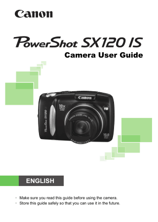 Free Download PDF Books, Digital Camera CANON PowerShot SX120 IS User Guide