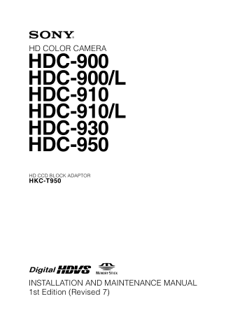 Free Download PDF Books, SONY HD Color Camera HDC-900-910-930-950 Installation and Maintenance Manual