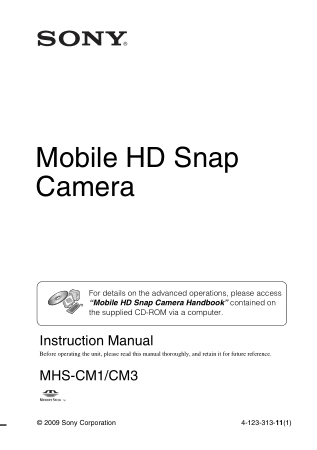 Free Download PDF Books, SONY Mobile HD Snap Camera MHS-CM1 CM3 Instruction Manual