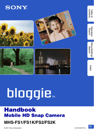 Free Download PDF Books, SONY Mobile HD Snap Camera MHS-FS1-FS2 HandBook