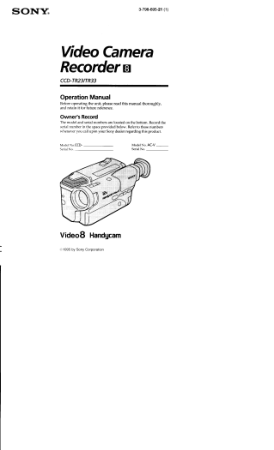 Free Download PDF Books, SONY Video Camera Recorder CCD-TR23 TR33 Operation Manual