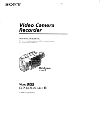 Free Download PDF Books, SONY Video Camera Recorder CCD-TR315-416 Operating Instructions