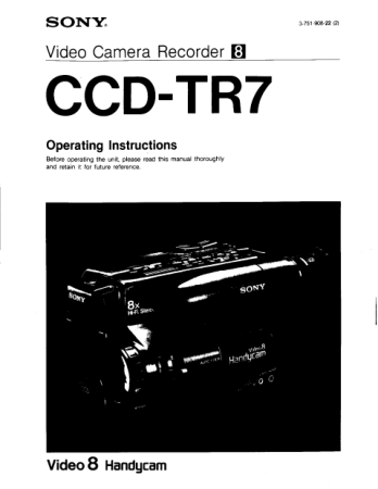 Free Download PDF Books, SONY Video Camera Recorder CCD-TR7 Operating Instructions