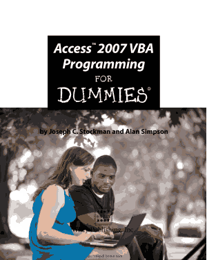 Free Download PDF Books, Access 2007 VBA Programming For Dummies