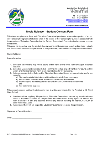 Free Download PDF Books, Media Release Student Consent Form Template