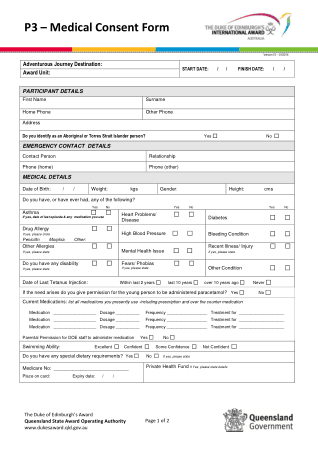 Free Download PDF Books, P3 Medical Consent Form Template