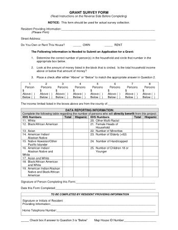 Free Download PDF Books, Grant Survey Form Template
