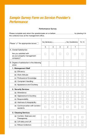 Free Download PDF Books, Service Provider Performance Survey Form Template