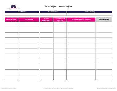 Free Download PDF Books, Sales Ledger Overdues Report Template