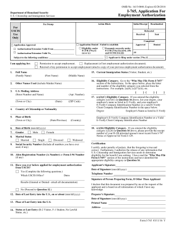 Free Download PDF Books, Application For Employment Authorization Form Template