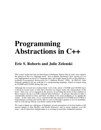 Free Download PDF Books, Programming Abstractions In C++
