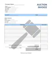 Auction Invoice Template Word | Excel | PDF