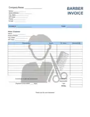 Barber Invoice Template Word | Excel | PDF