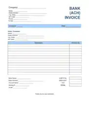 Bank ACH Invoice Template Word | Excel | PDF